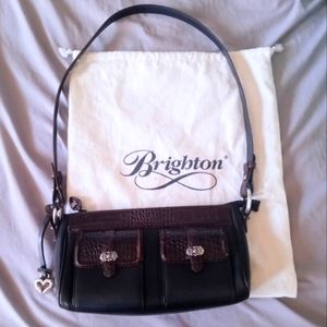 Brighton Leather Handbag & Brown Croc Accent with Dustcover